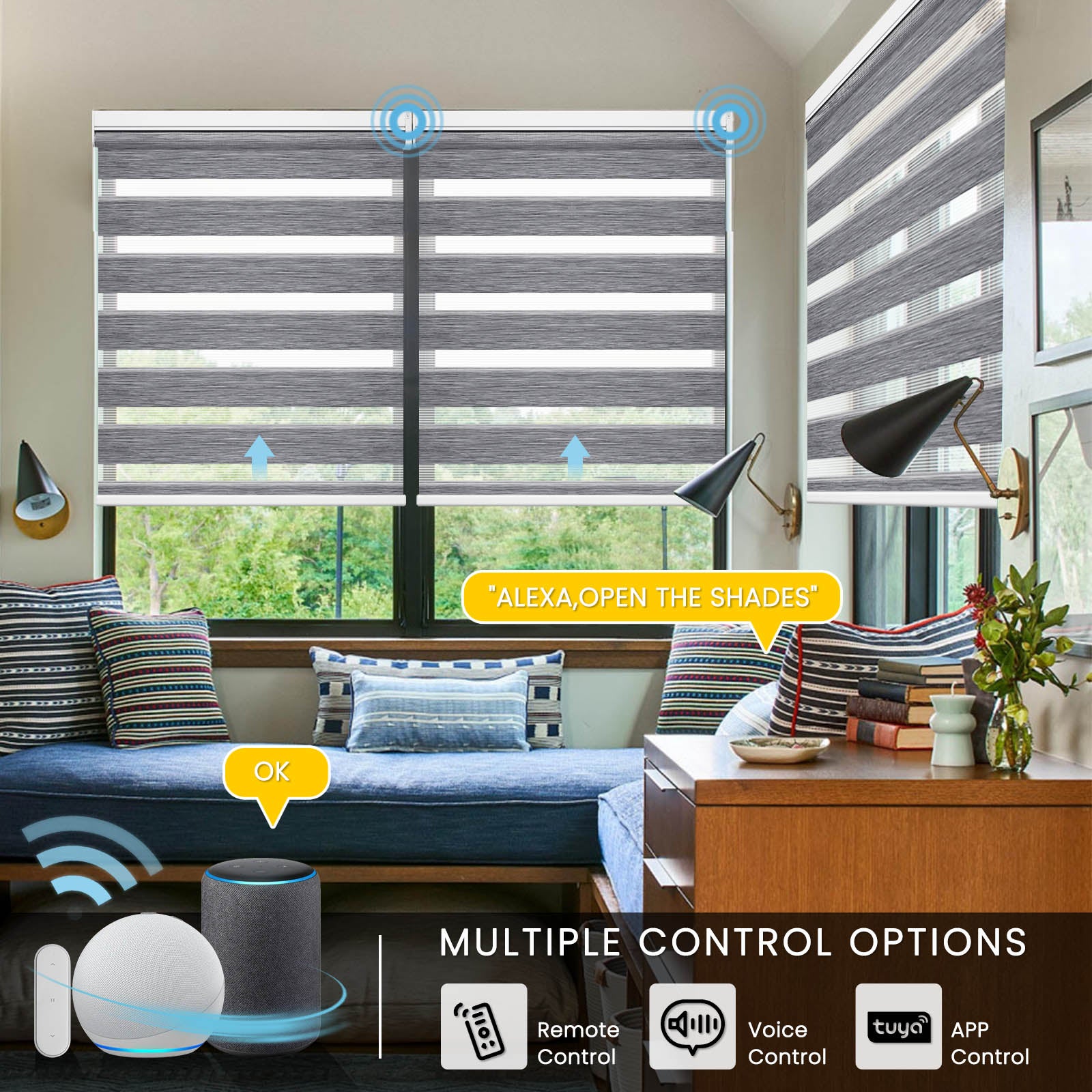 M100 Elektrisch | Lichtdurchlässige | Batterie | Zebra-Rollo | Nach Maß