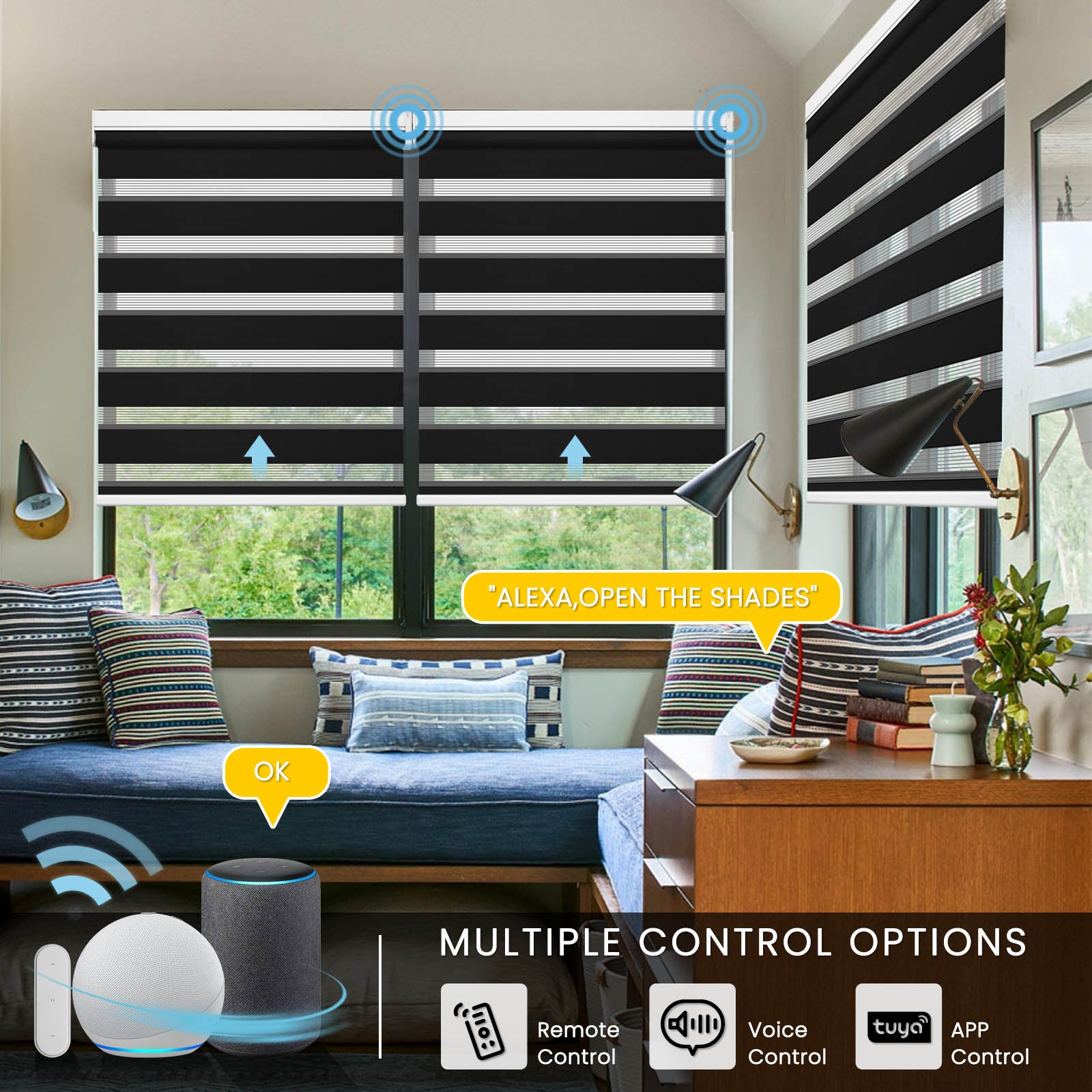 M100 Elektrisch | Lichtdurchlässige | Batterie | Zebra-Rollo | Nach Maß