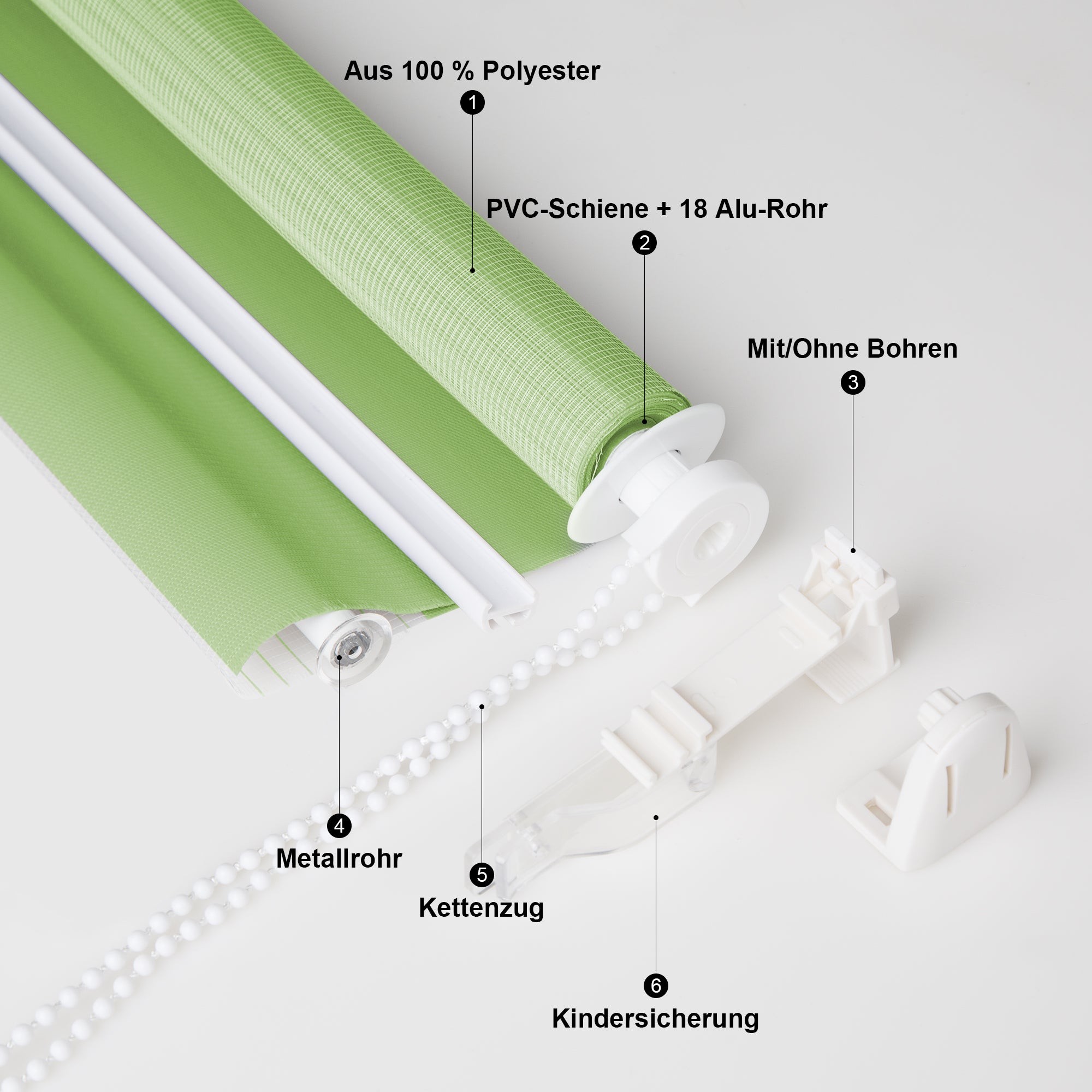 Doppelrollo Duo Rollo Klemmfix ohne Bohren Grün