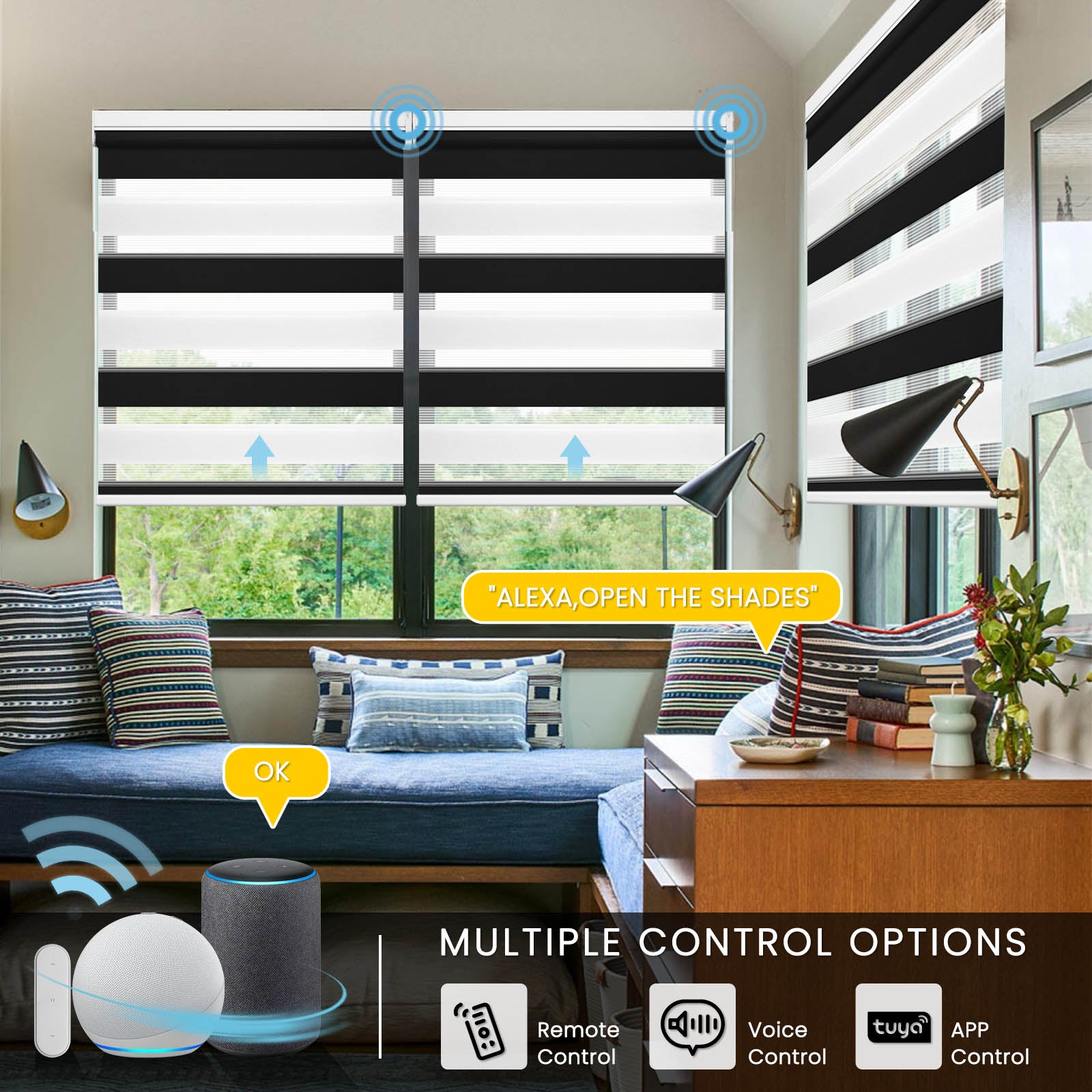 M100 Elektrisch | Lichtdurchlässige | Batterie | Zebra-Rollo | Nach Maß