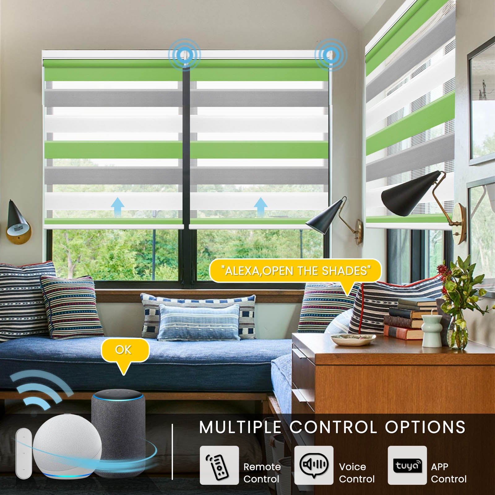 M100 Elektrisch | Lichtdurchlässige | Batterie | Zebra-Rollo | Nach Maß