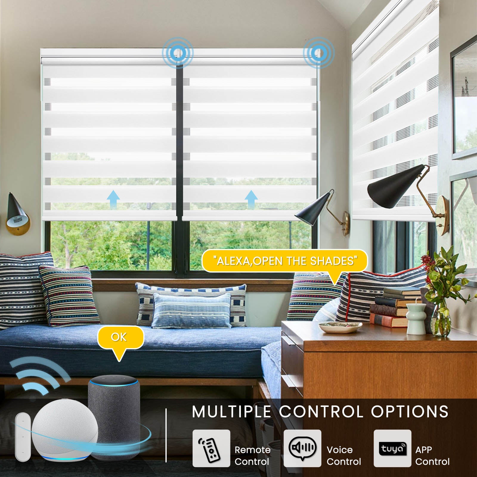 M100 Elektrisch | Lichtdurchlässige | Batterie | Zebra-Rollo | Nach Maß