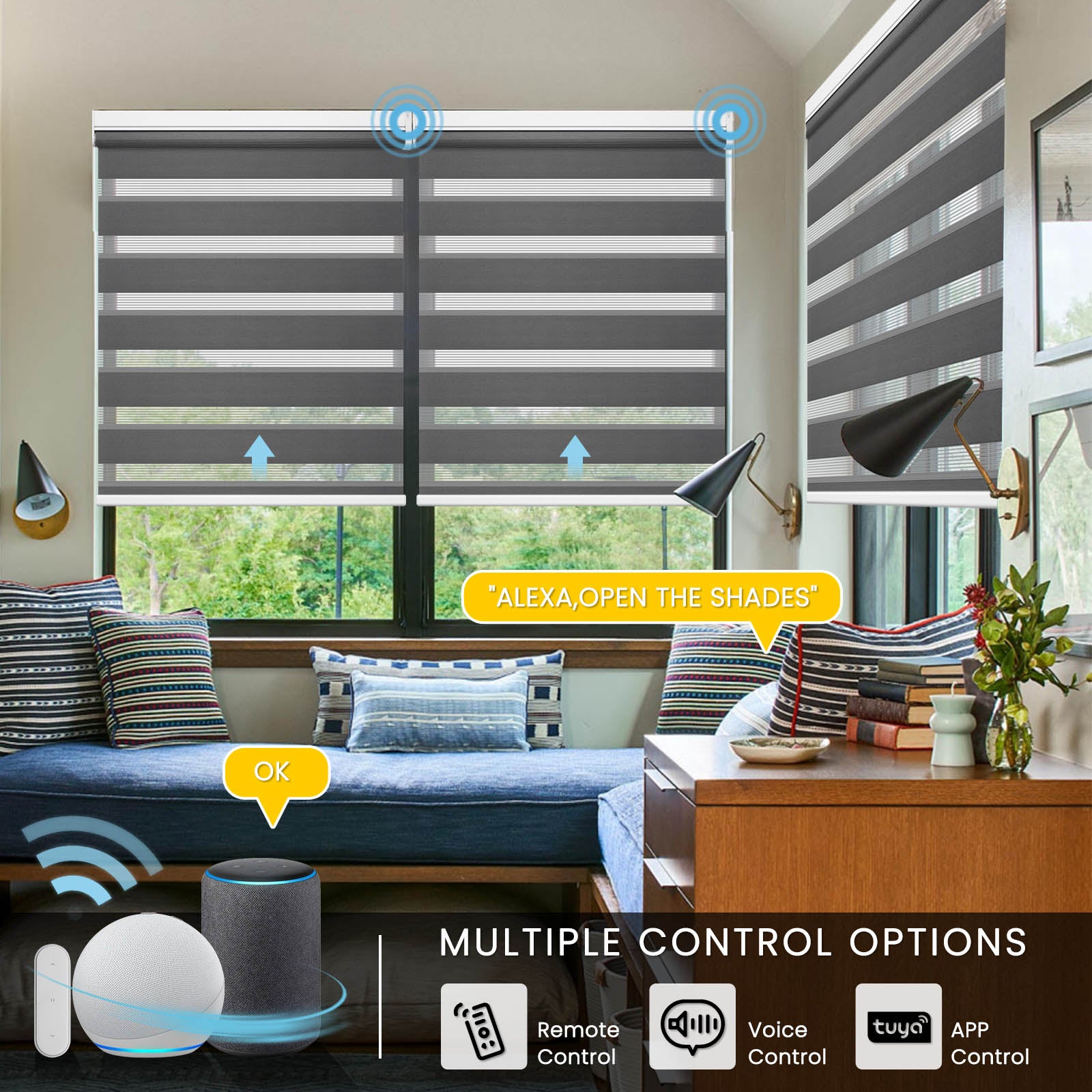 M100 Elektrisch | Lichtdurchlässige | Batterie | Zebra-Rollo | Nach Maß