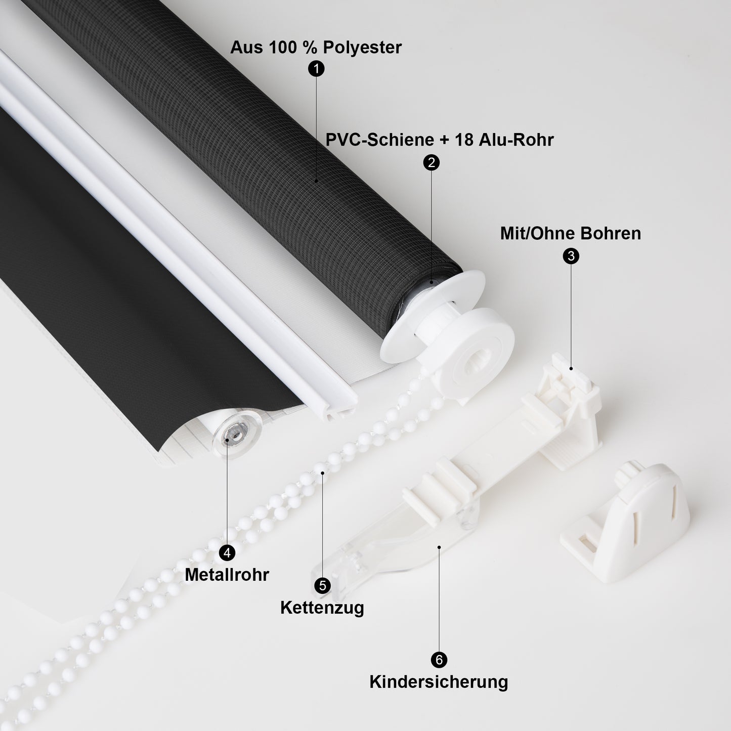 Doppelrollo Duo Rollo Klemmfix ohne Bohren Schwarz Weiß