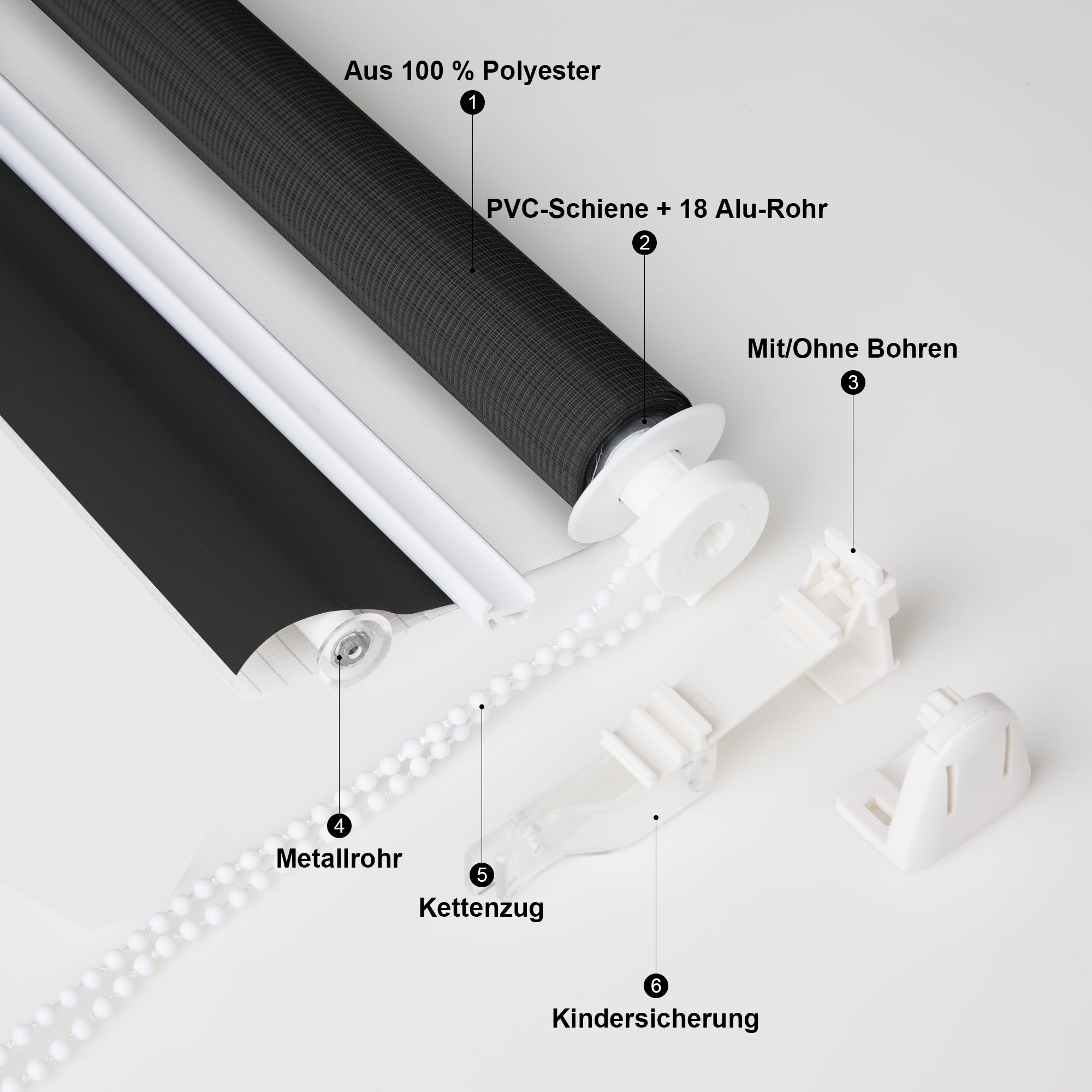 Doppelrollo Duo Rollo Klemmfix ohne Bohren Schwarz Weiß