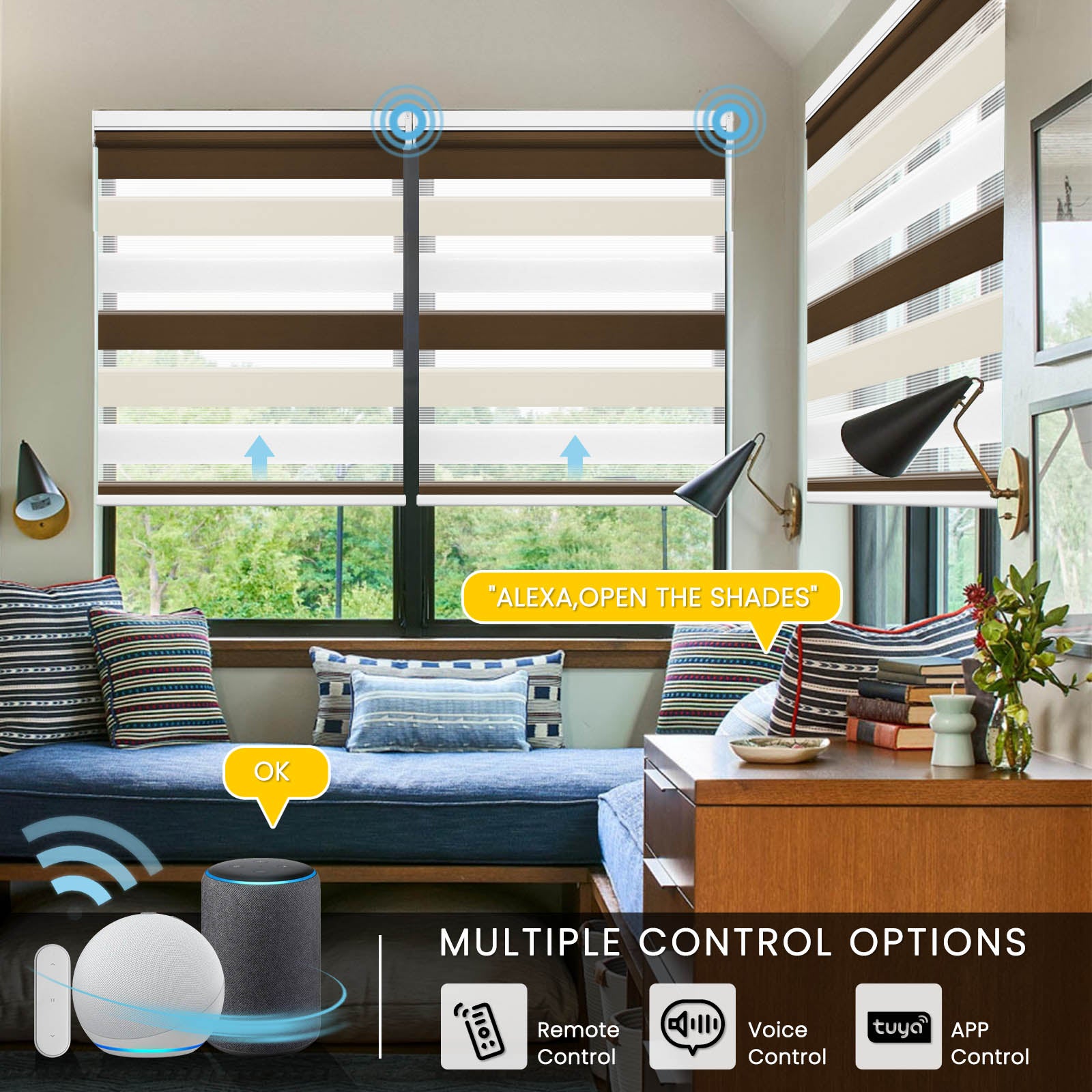 M100 Elektrisch | Lichtdurchlässige | Batterie | Zebra-Rollo | Nach Maß