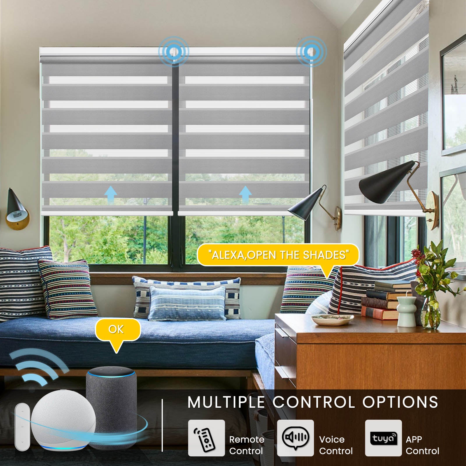 M100 Elektrisch | Lichtdurchlässige | Batterie | Zebra-Rollo | Nach Maß