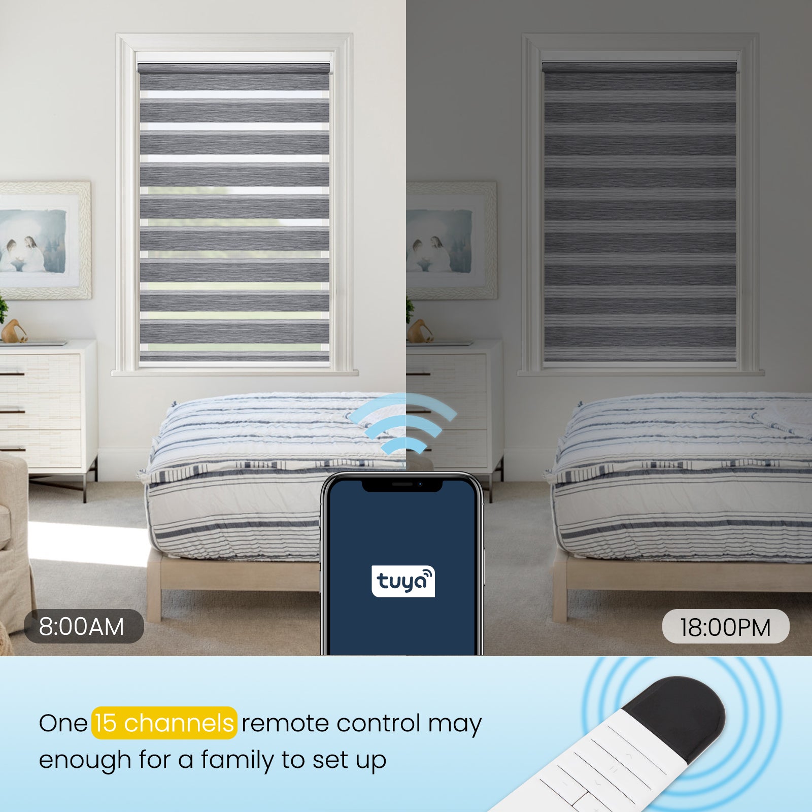 M100 Elektrisch | Lichtdurchlässige | Batterie | Zebra-Rollo | Nach Maß