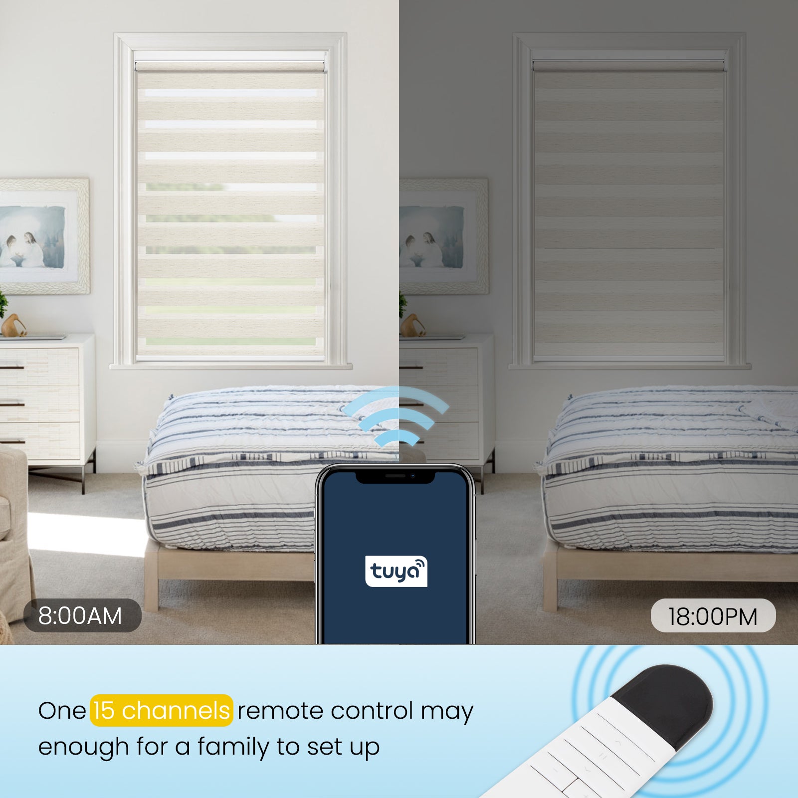 M100 Elektrisch | Lichtdurchlässige | Batterie | Zebra-Rollo | Nach Maß