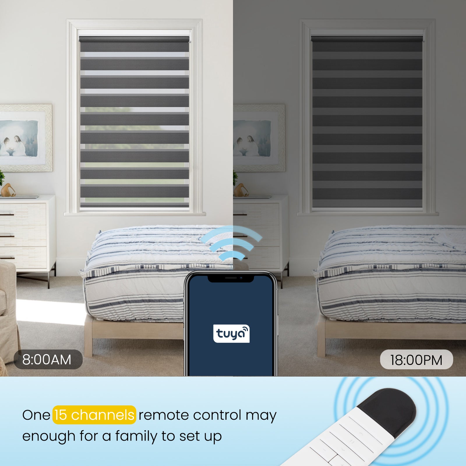 M100 Elektrisch | Lichtdurchlässige | Batterie | Zebra-Rollo | Nach Maß