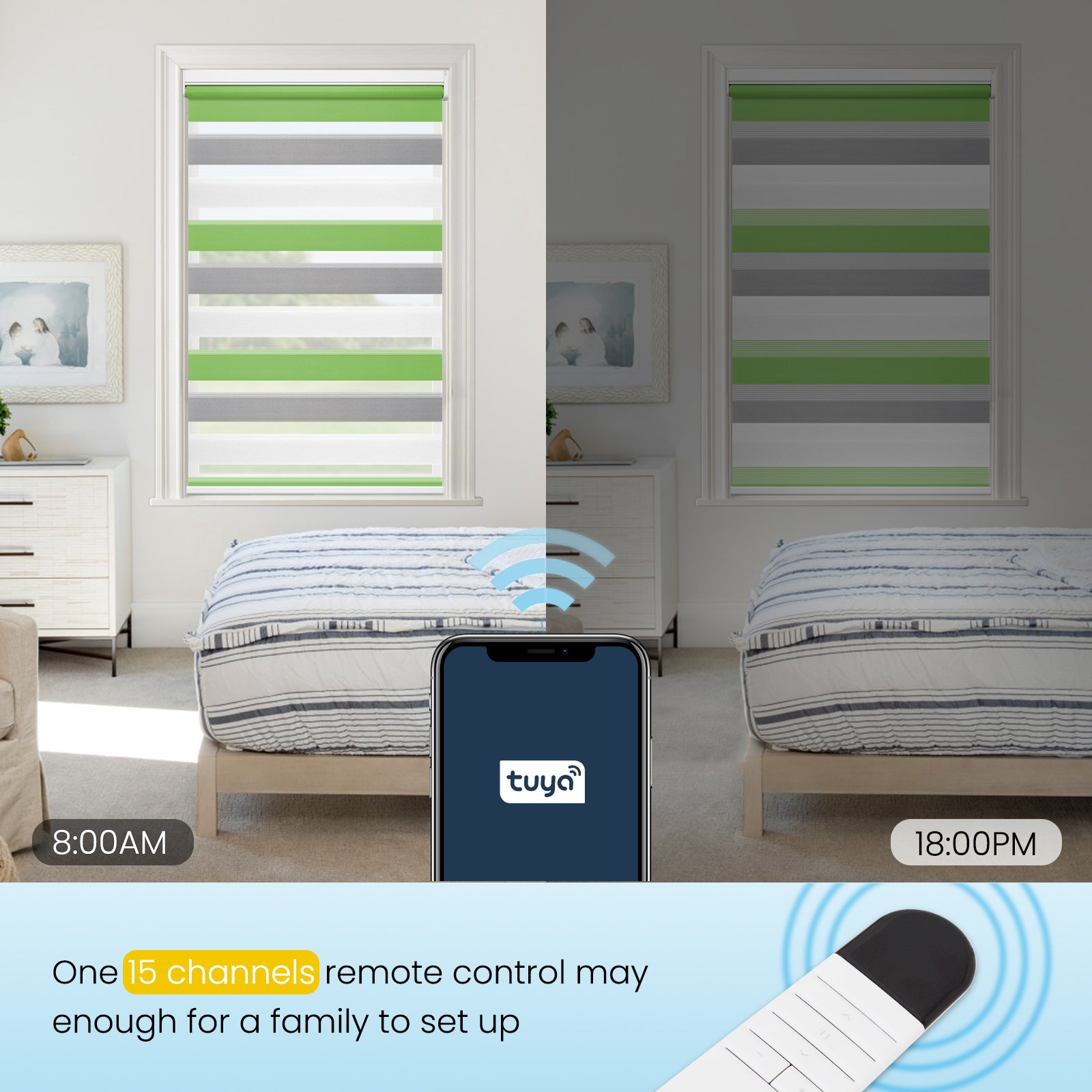 M100 Elektrisch | Lichtdurchlässige | Batterie | Zebra-Rollo | Nach Maß