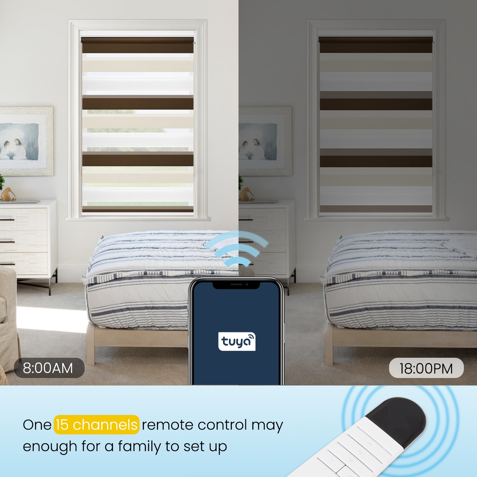 M100 Elektrisch | Lichtdurchlässige | Batterie | Zebra-Rollo | Nach Maß