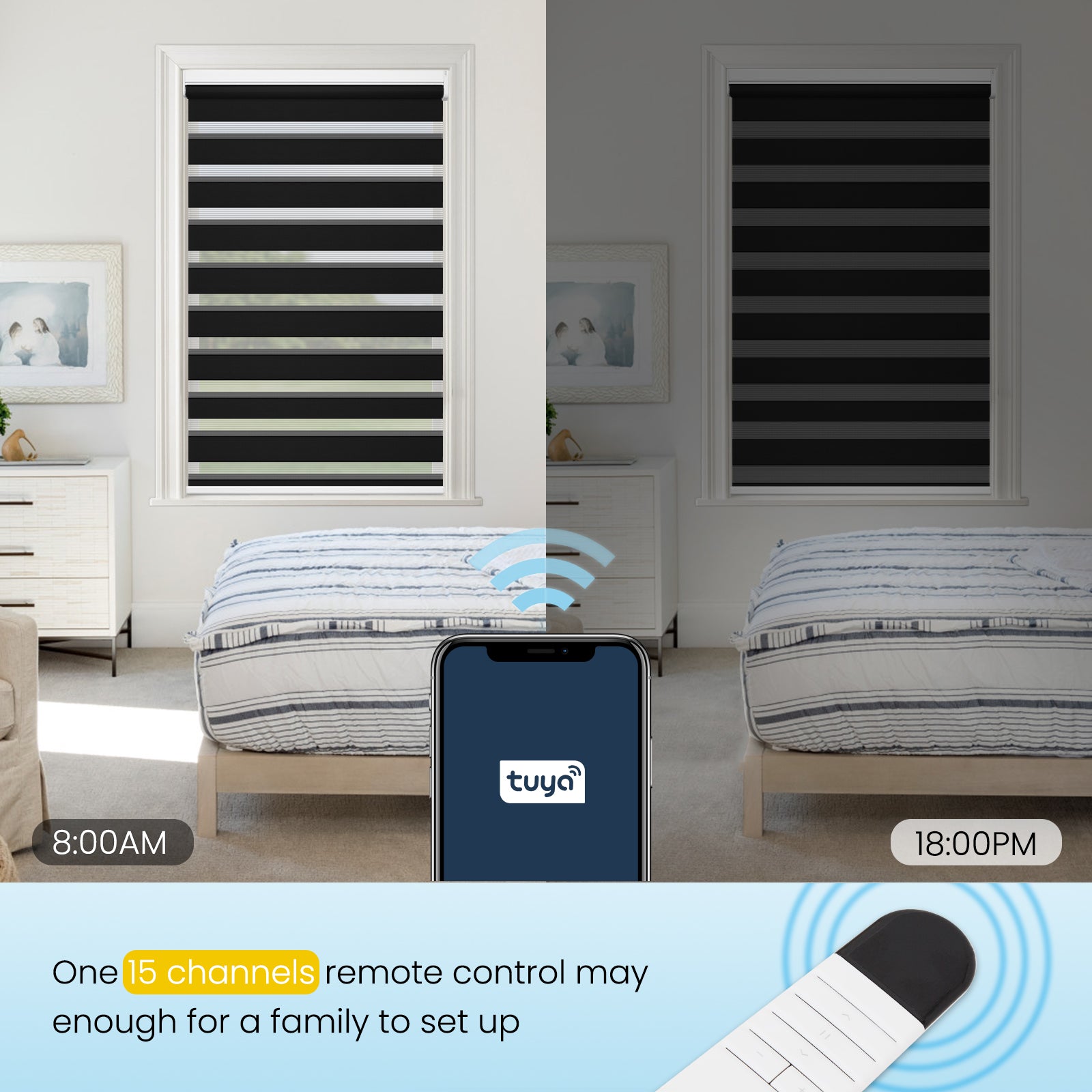 M100 Elektrisch | Lichtdurchlässige | Batterie | Zebra-Rollo | Nach Maß