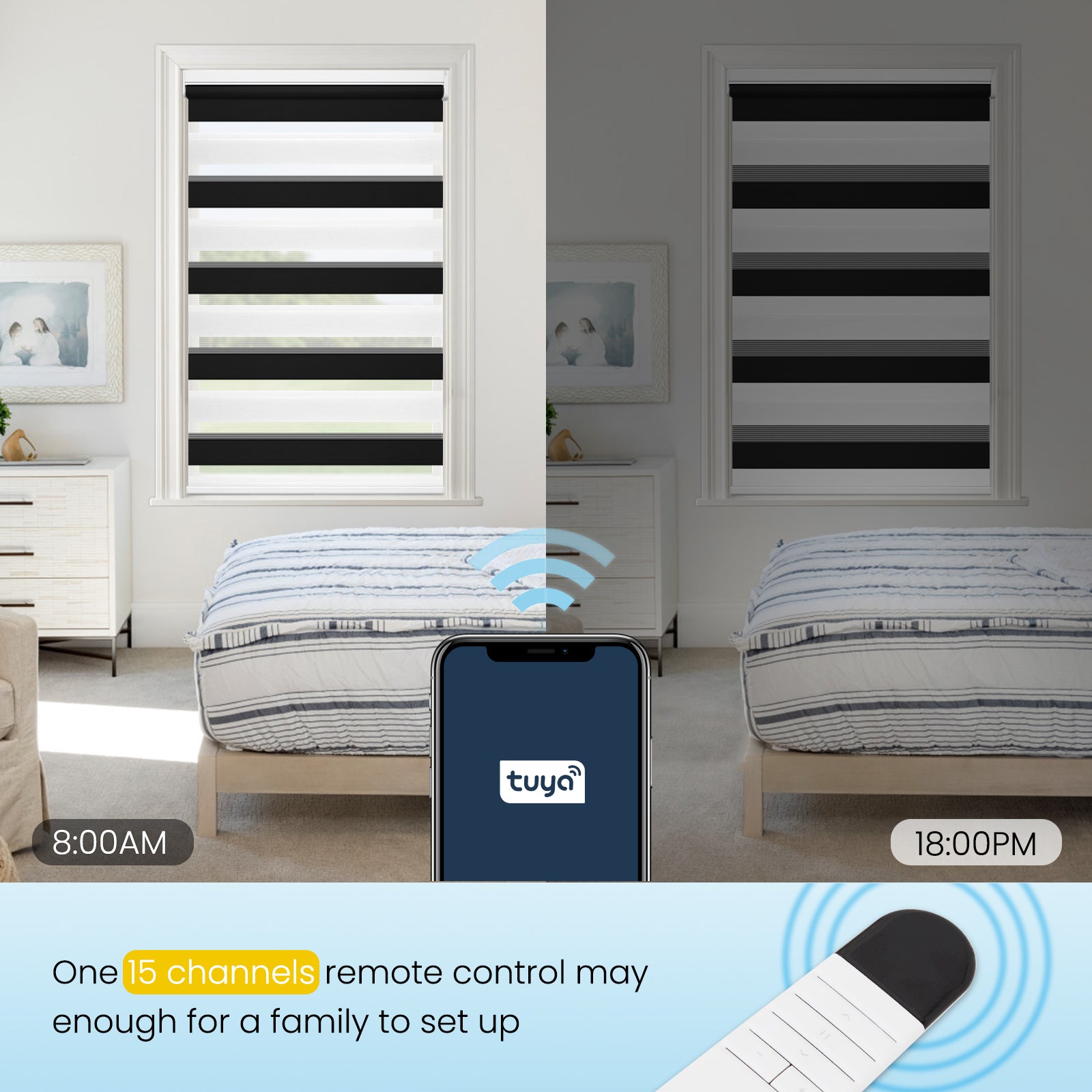 M100 Elektrisch | Lichtdurchlässige | Batterie | Zebra-Rollo | Nach Maß