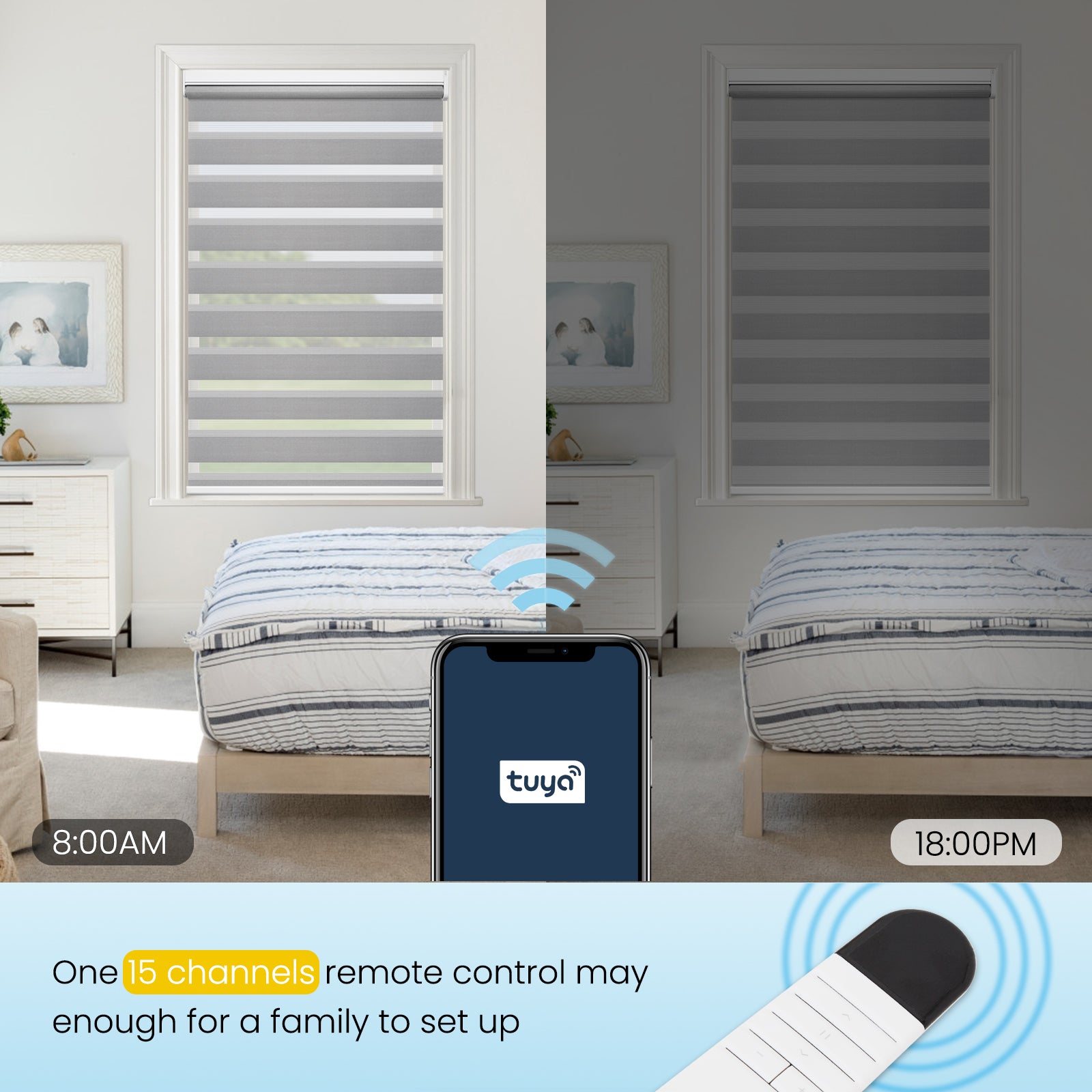 M100 Elektrisch | Lichtdurchlässige | Batterie | Zebra-Rollo | Nach Maß