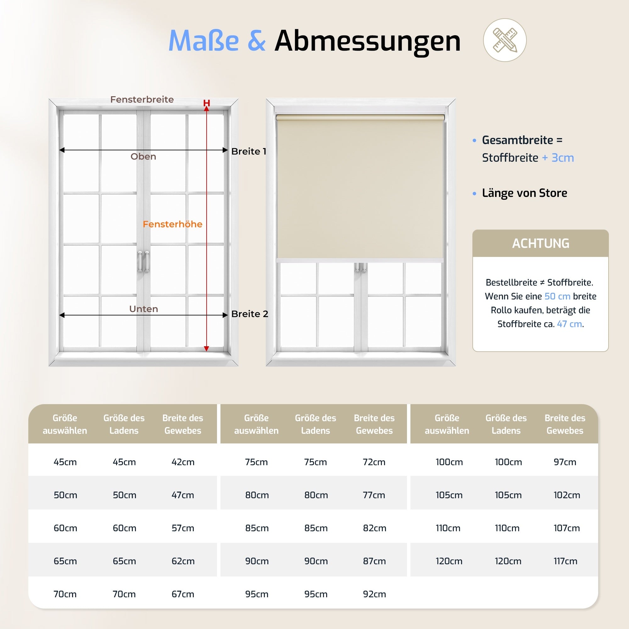 M100 Elektrisch | Verdunkelung | Batterie | Rollo | Creme | Standardgröße