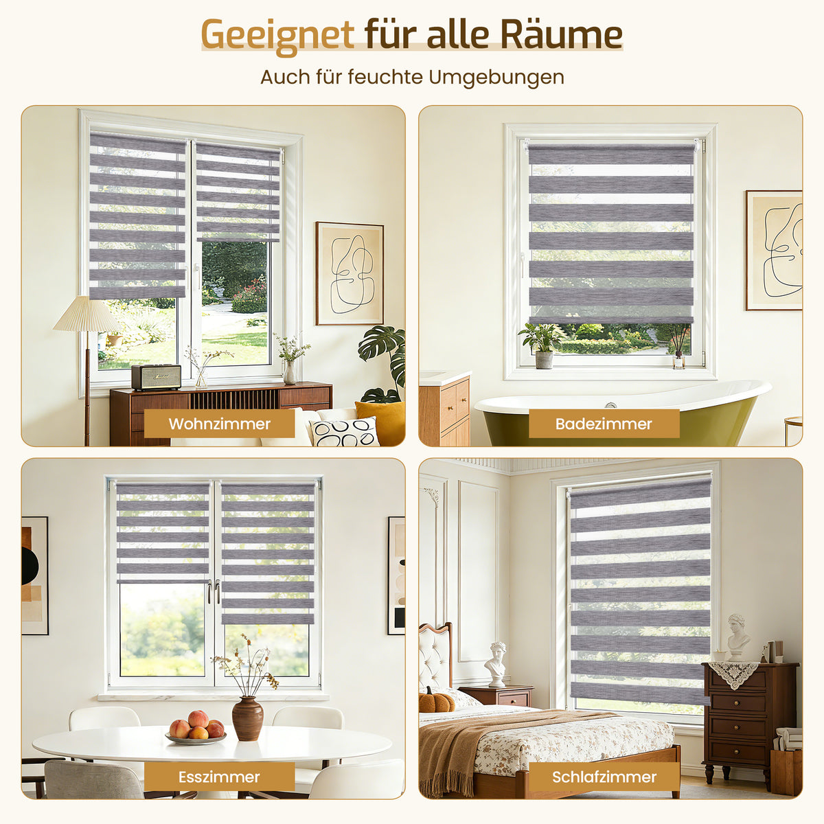 Doppelrollo Klemmfix ohne Bohren – Marmor-Grau