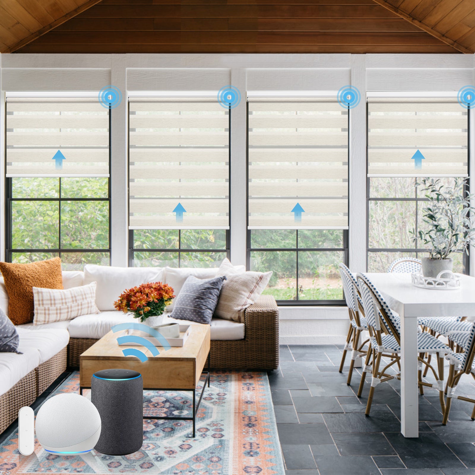 M100 Elektrisch | Lichtdurchlässige | Batterie | Zebra-Rollo | Nach Maß