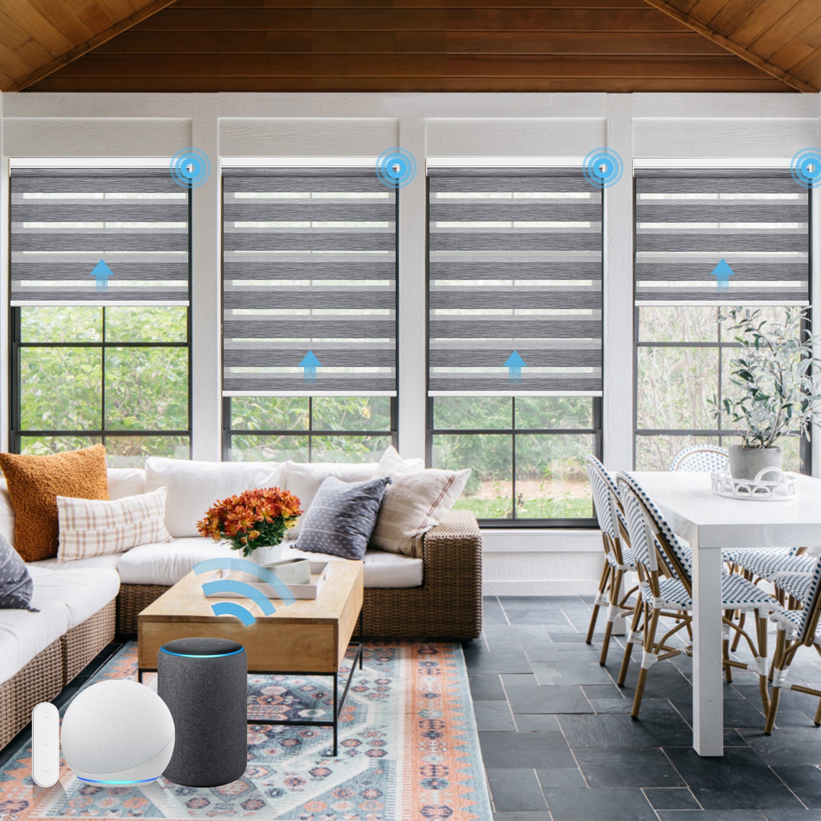 M100 Elektrisch | Lichtdurchlässige | Batterie | Zebra-Rollo | Nach Maß