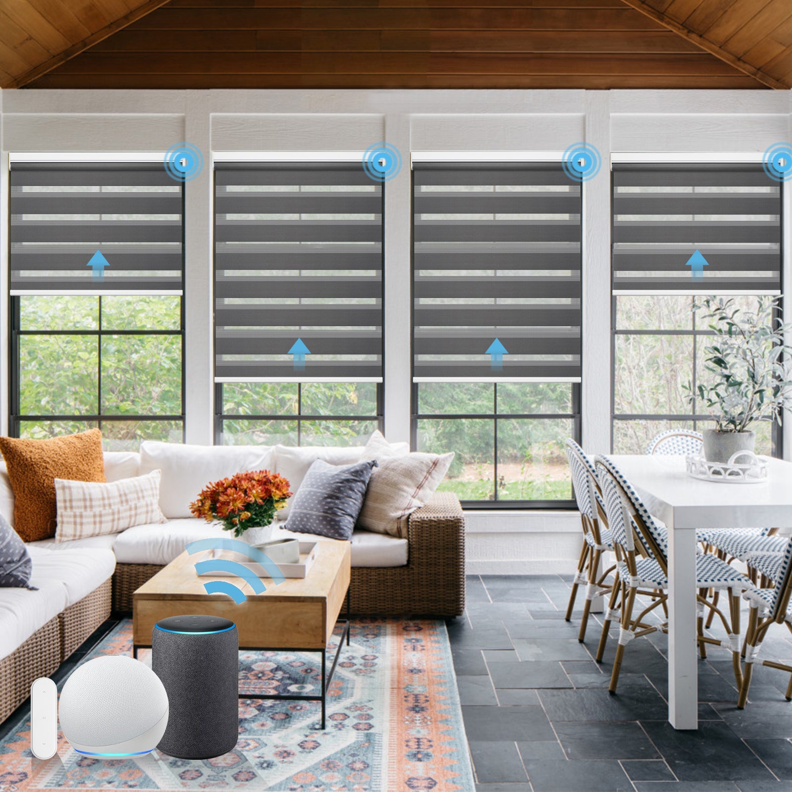 M100 Elektrisch | Lichtdurchlässige | Batterie | Zebra-Rollo | Nach Maß