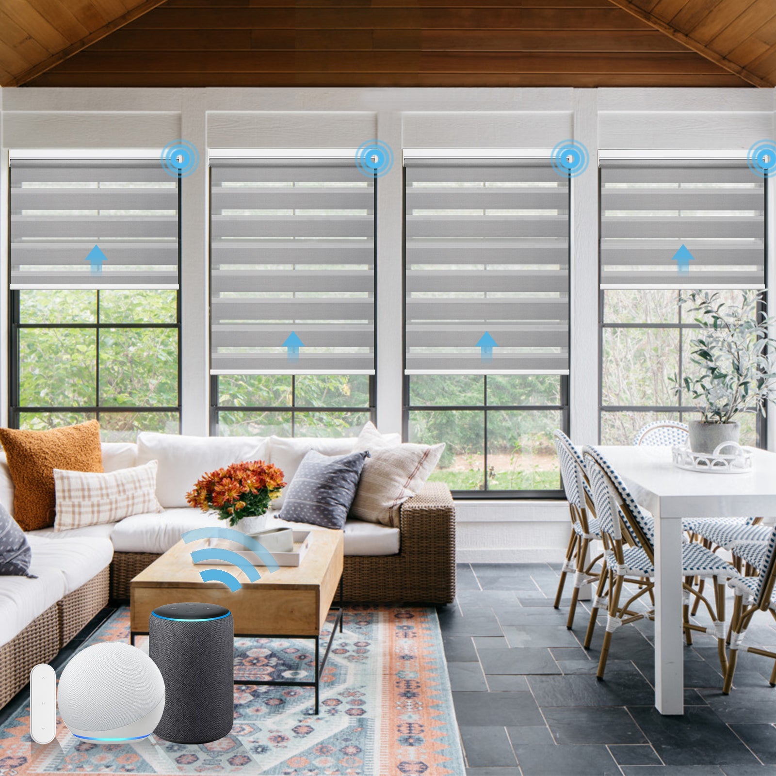 M100 Elektrisch | Lichtdurchlässige | Batterie | Zebra-Rollo | Nach Maß