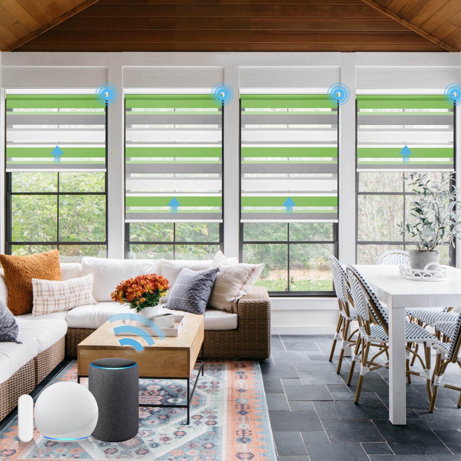 M100 Elektrisch | Lichtdurchlässige | Batterie | Zebra-Rollo | Nach Maß