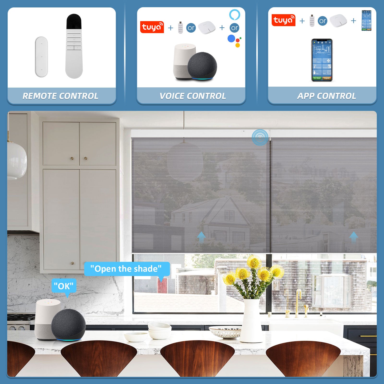 K100 Elektrisch | Lichtdurchlässige | Batterie | Wabenplissees | Nach Maß
