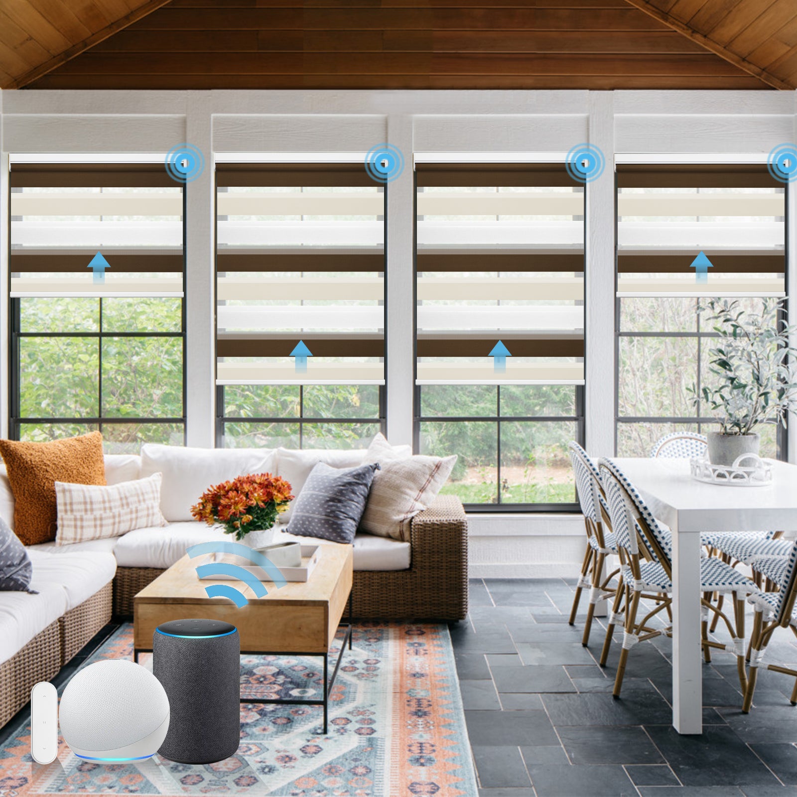 M100 Elektrisch | Lichtdurchlässige | Batterie | Zebra-Rollo | Nach Maß