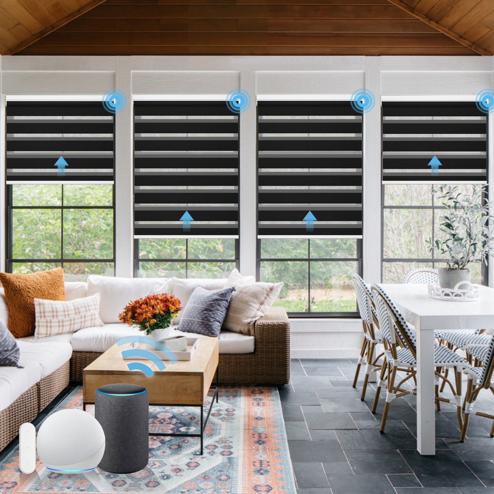 M100 Elektrisch | Lichtdurchlässige | Batterie | Zebra-Rollo | Nach Maß