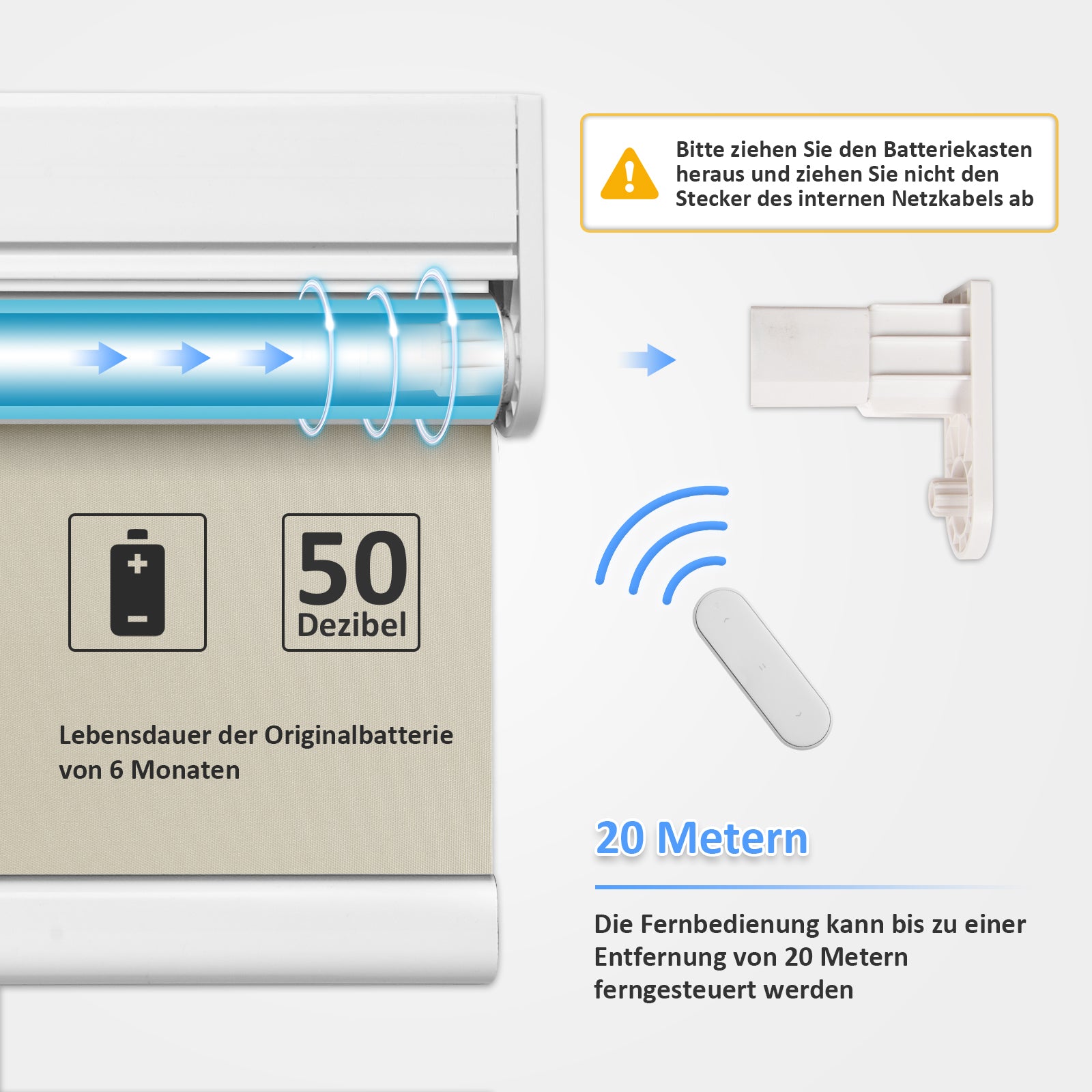 M100 Elektrisch | Lichtdurchlässige | Batterie | Rollo | Nach Maß