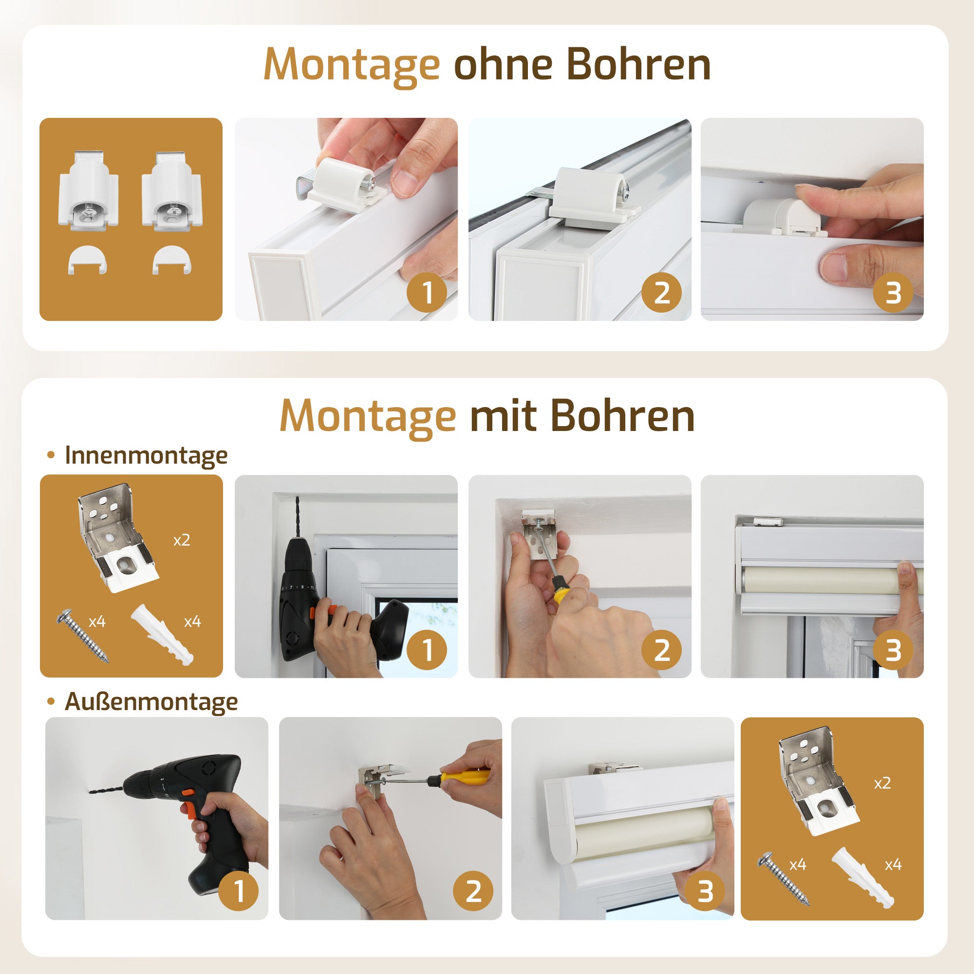M100 Elektrisch | Verdunkelung | Batterie | Rollo | Creme | Standardgröße