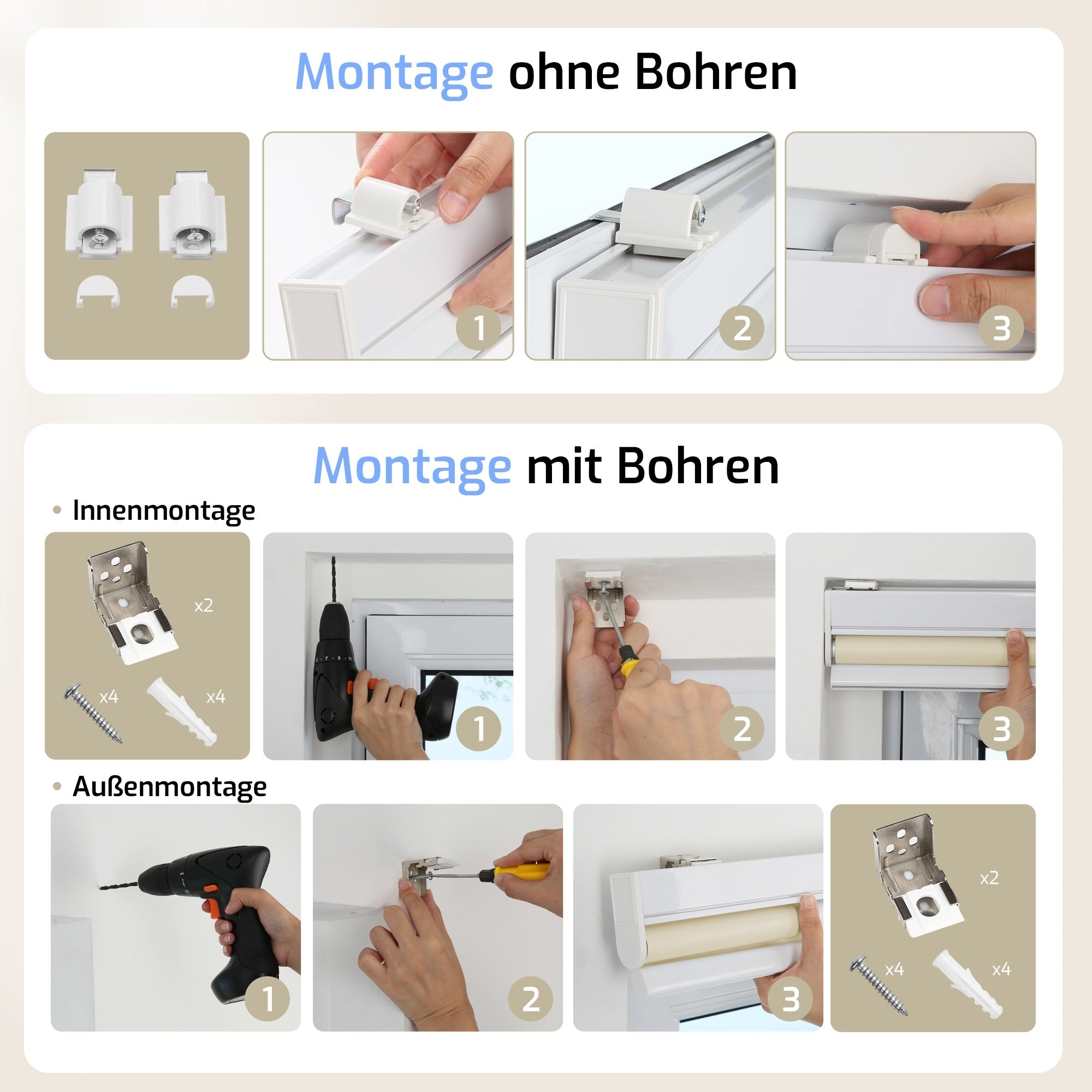 M100 Elektrisch | Verdunkelung | Batterie | Rollo | Creme | Standardgröße