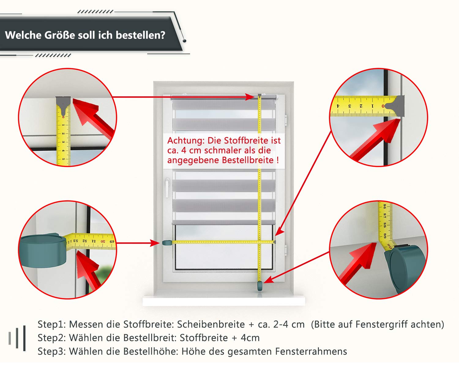 Doppelrollo Duo Rollo Klemmfix ohne Bohren Hellgrau