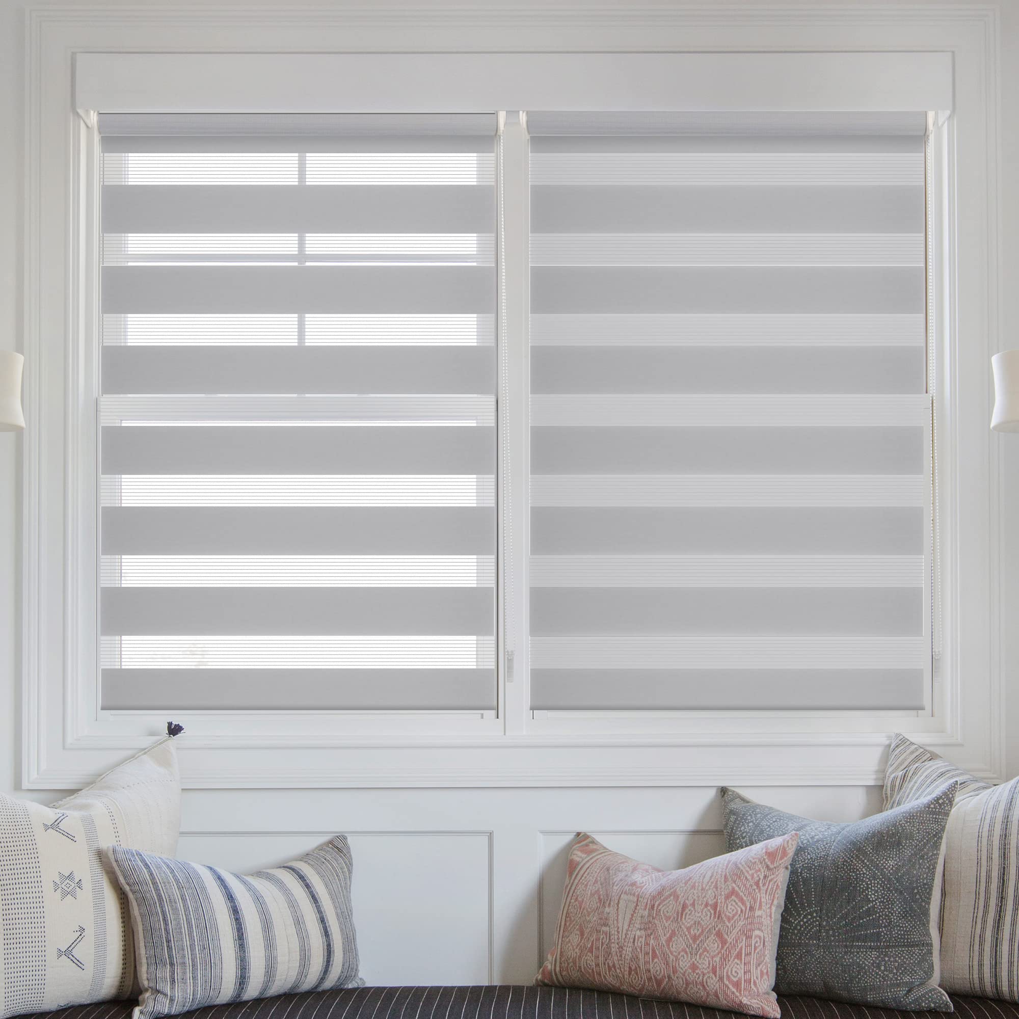 Doppelrollo Duo Rollo Klemmfix ohne Bohren Hellgrau