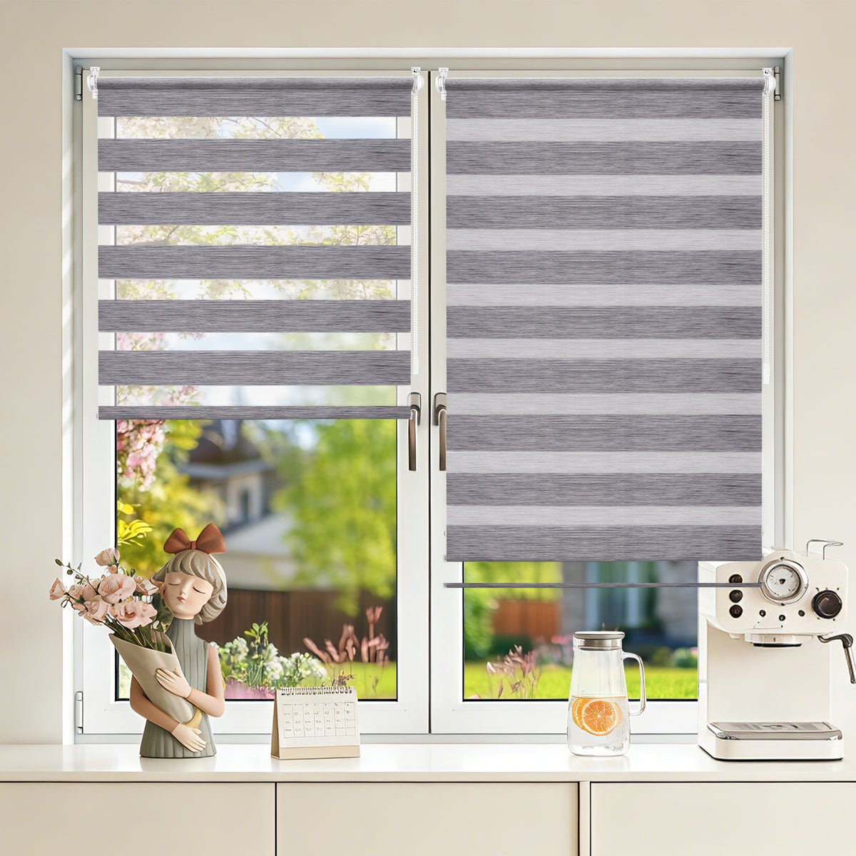 Doppelrollo Klemmfix ohne Bohren – Marmor-Grau