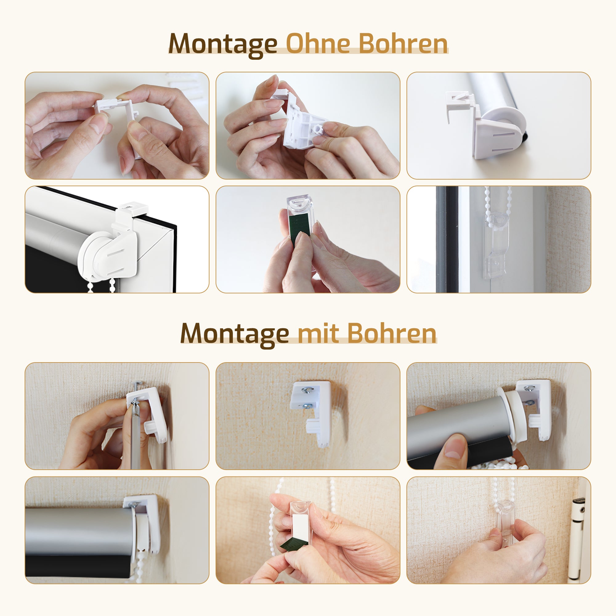 Verdunkelungsrollo Klemmfix Thermorollo ohne Bohren Schwarz