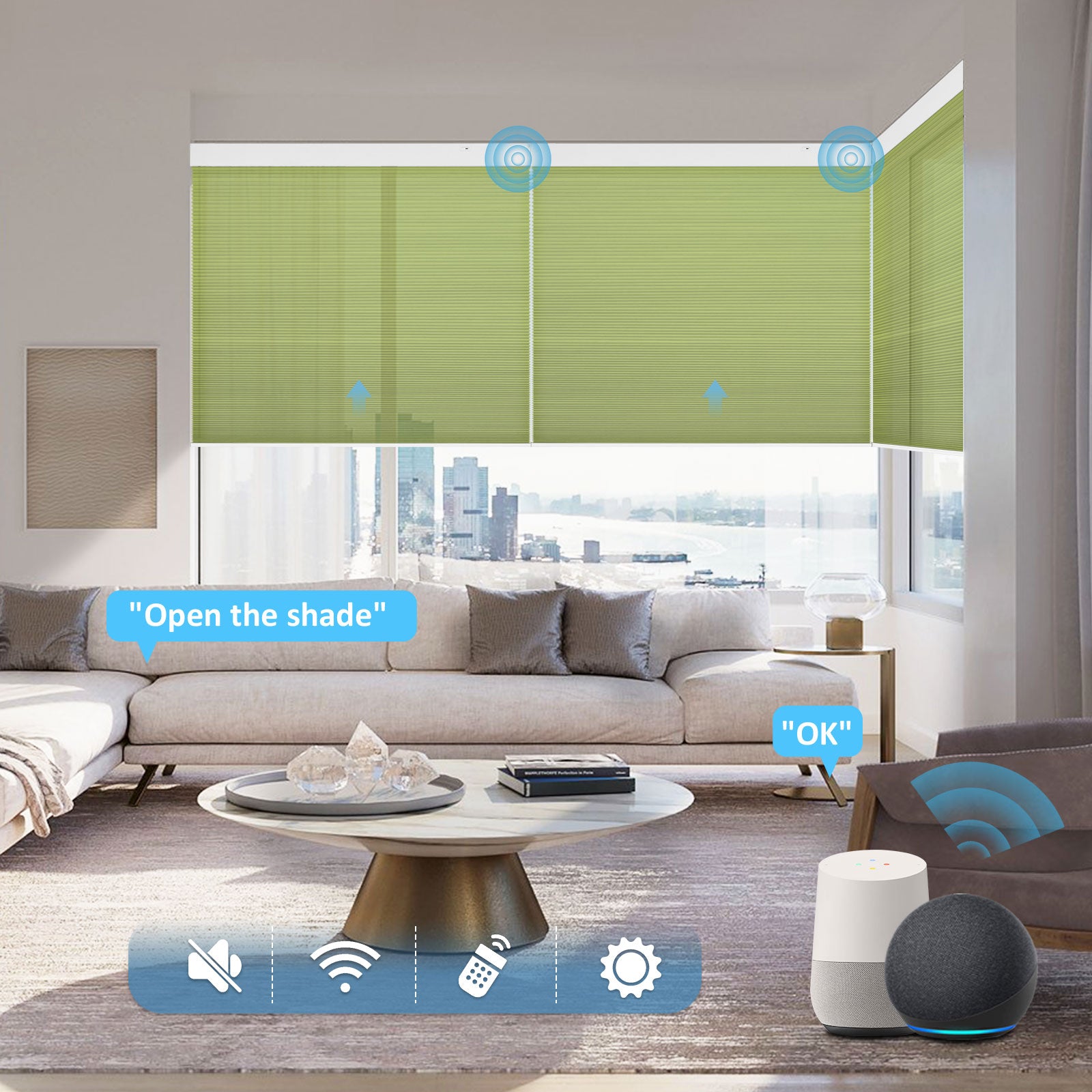 K100 Elektrisch | Lichtdurchlässige | Batterie | Wabenplissees | Nach Maß