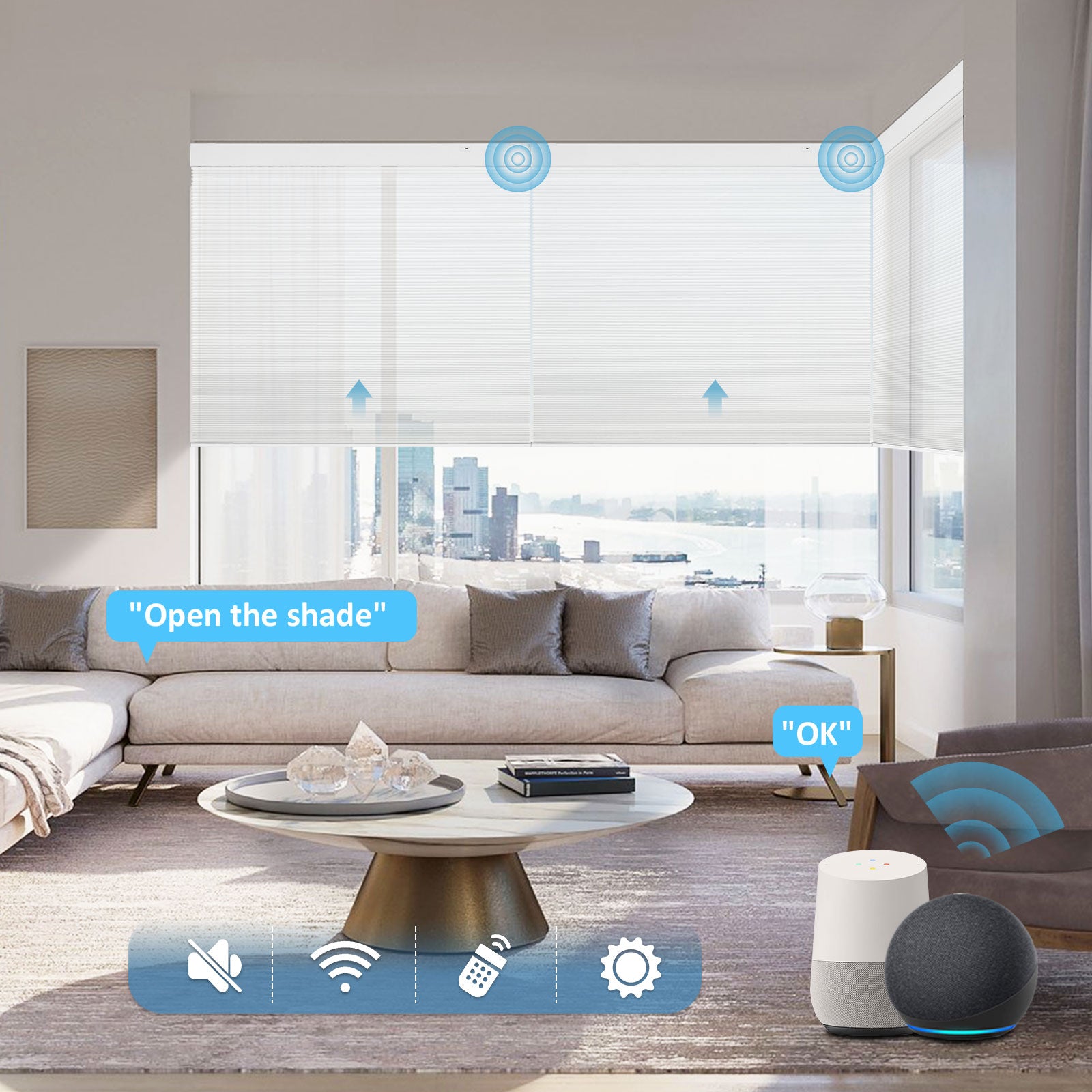 K100 Elektrisch | Lichtdurchlässige | Batterie | Wabenplissees | Nach Maß