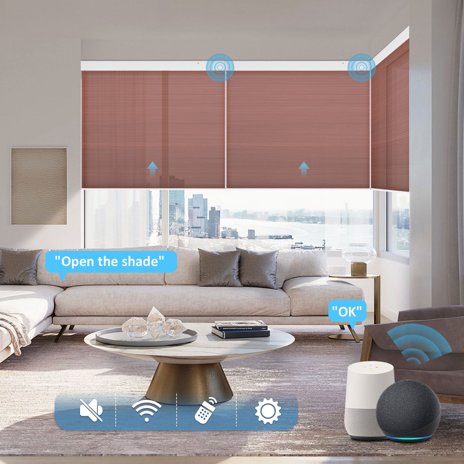 K100 Elektrisch | Lichtdurchlässige | Batterie | Wabenplissees | Nach Maß