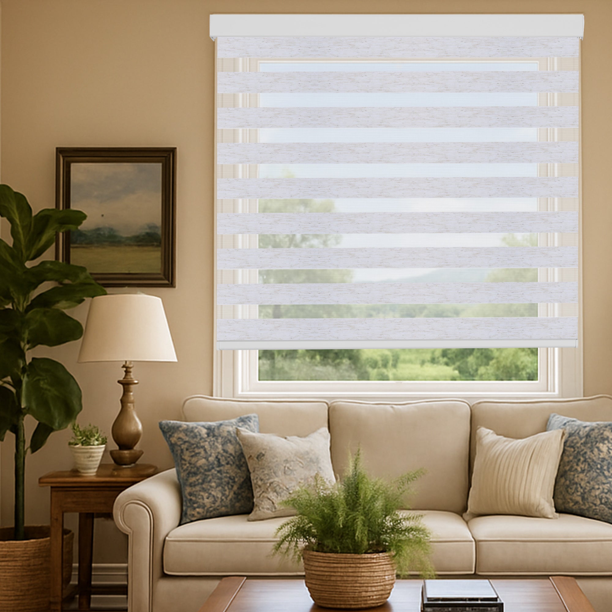 Schnurlos | Lichtdurchlässig | Kassette | Freistopp | Zebra Rollo | Maßanfertigung