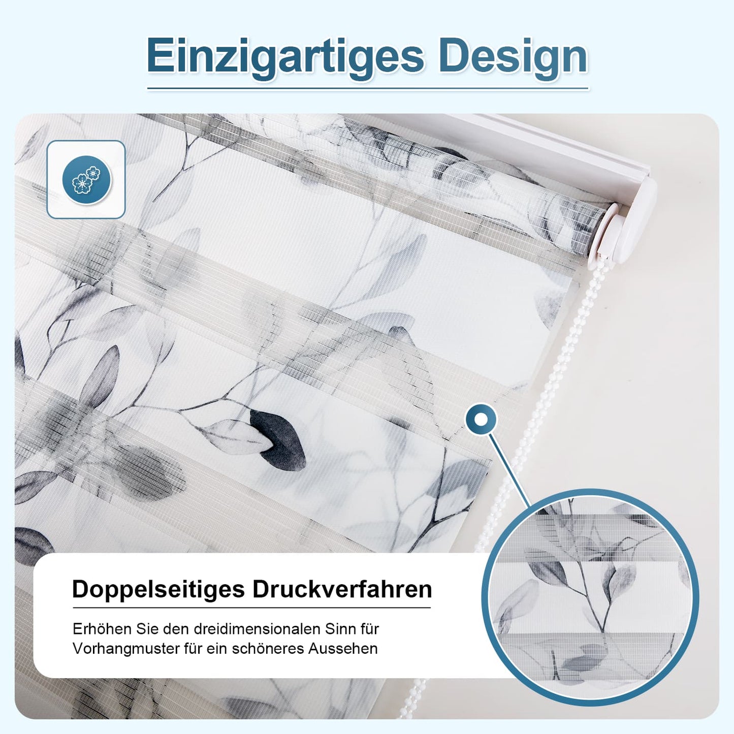 Doppelrollo Duo Rollo Klemmfix ohne Bohren Weiß-weidenzweige
