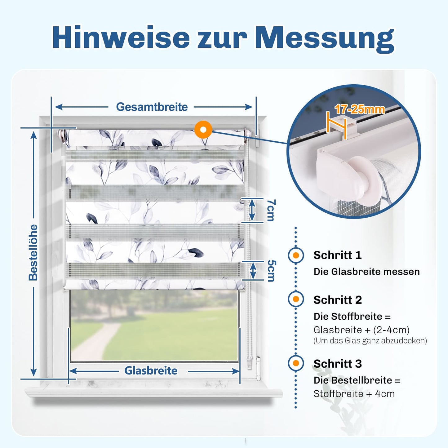 Doppelrollo Duo Rollo Klemmfix ohne Bohren Weiß-weidenzweige