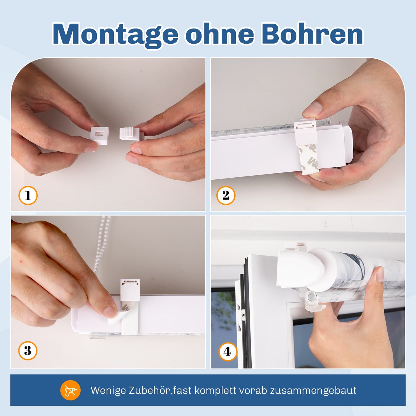 Doppelrollo Duo Rollo Klemmfix ohne Bohren Weiß-weidenzweige