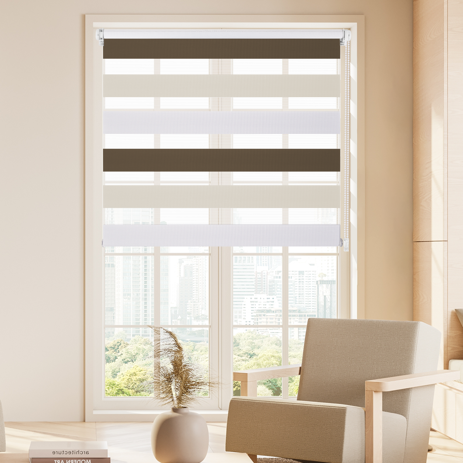 Doppelrollo Duo Rollo Klemmfix ohne Bohren Weiß Beige Braun