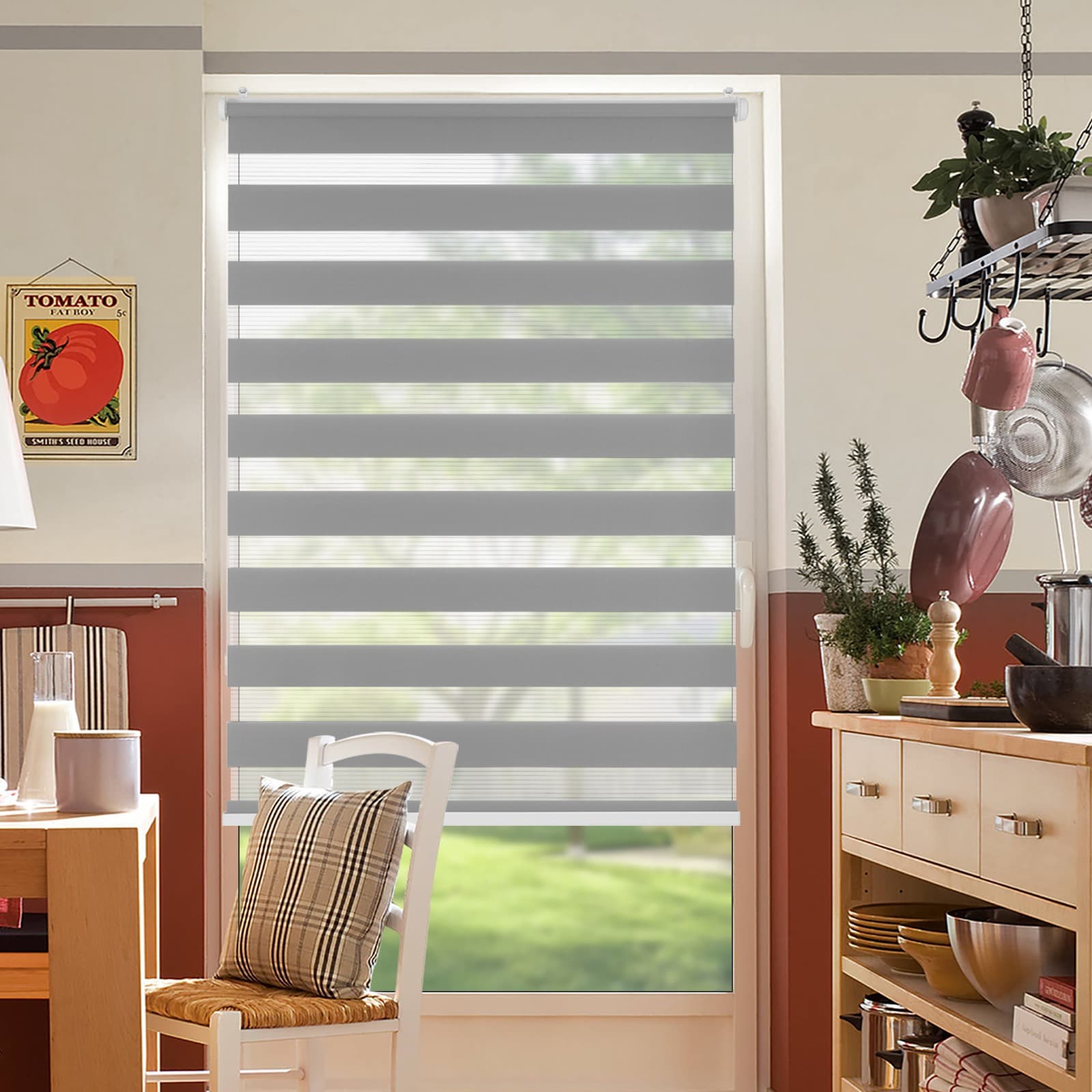 Doppelrollo Schnurlos Klemmfix ohne Bohren Duo Drücken Und Ziehen Hellgrau