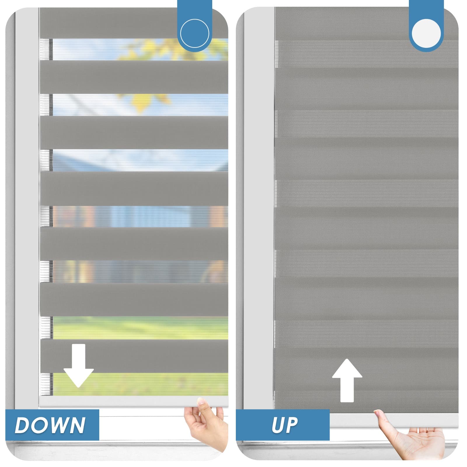 Doppelrollo Schnurlos Klemmfix ohne Bohren Duo Drücken Und Ziehen Hellgrau