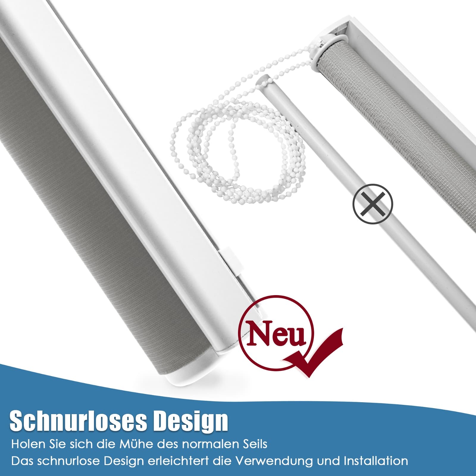 Doppelrollo Schnurlos Klemmfix ohne Bohren Duo Drücken Und Ziehen Hellgrau