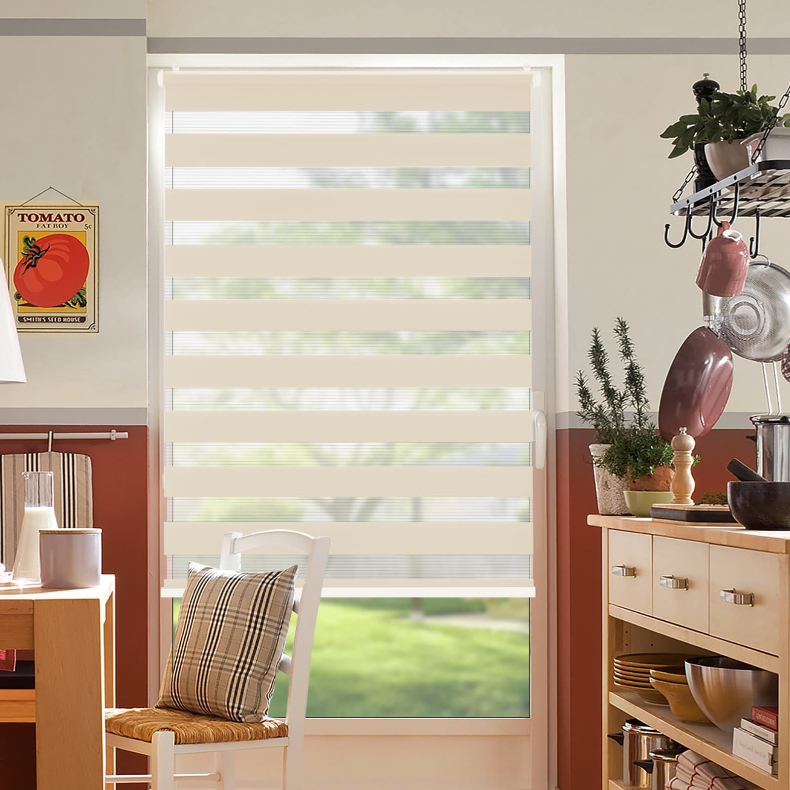 Doppelrollo Schnurlos Klemmfix ohne Bohren Duo Drücken Und Ziehen Natur