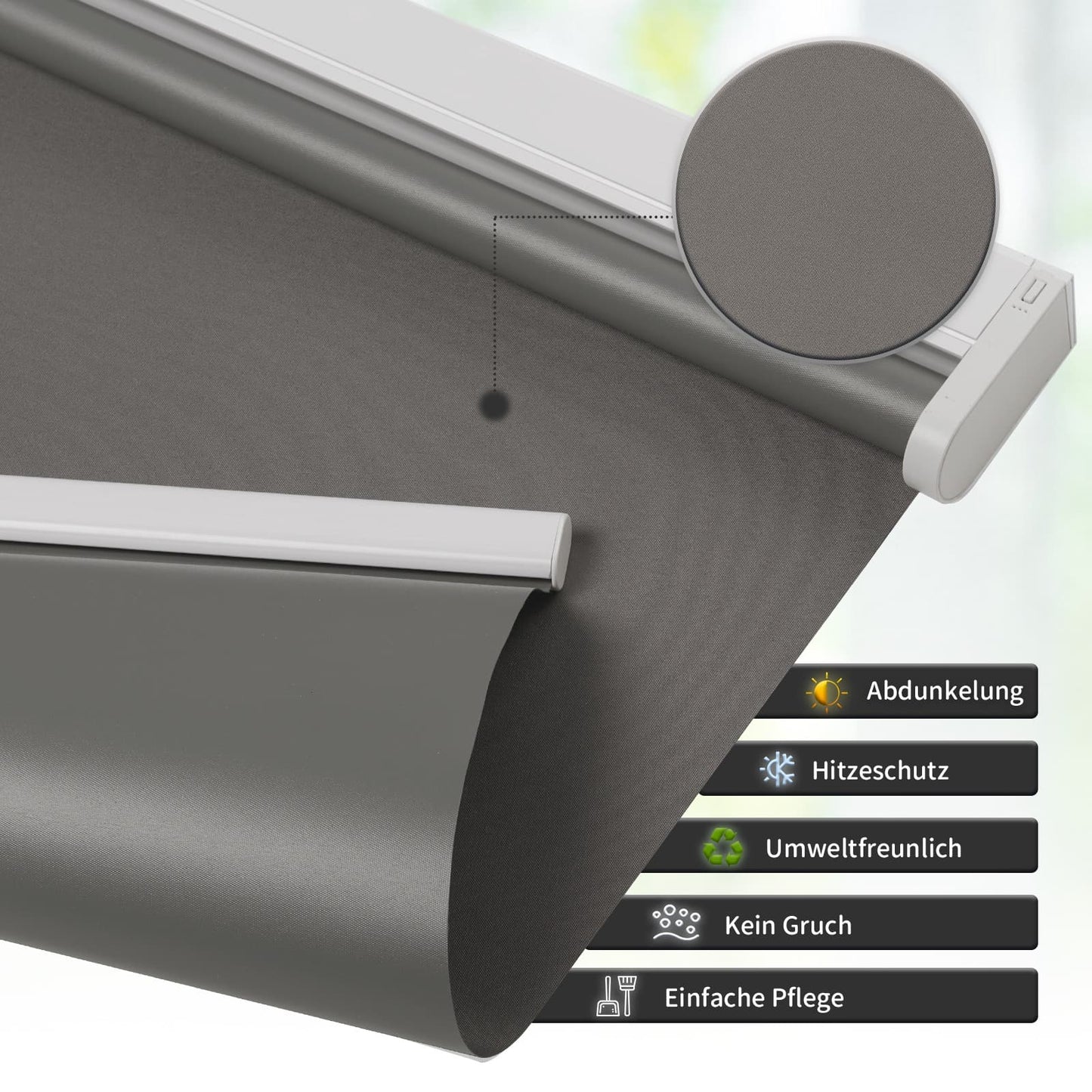 M100 Elektrobetriebene | Verdunkelung | Trockenbatterie | Rollo | Dunkelgrau | Standardgrosse