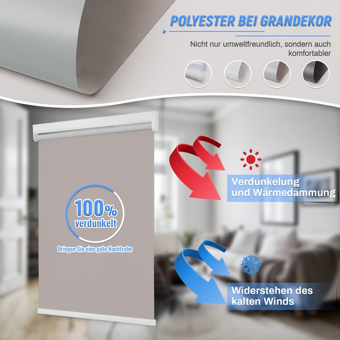 M100 Elektrobetriebene | Verdunkelung | Trockenbatterie | Rollo | Grau | Standardgrosse